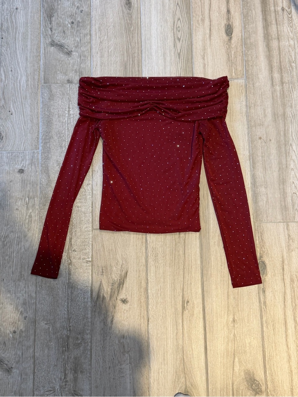 Forever 21 Off-Shoulder Rhinestone Top | XS | Burgundy